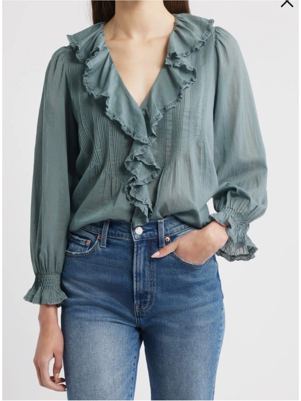 DÔEN Hardy Ruffle Pintuck Organic Cotton Top